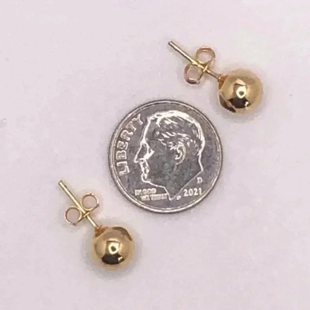 7mm 18k Gold Filled Ball Bead Stud Earrings NWT